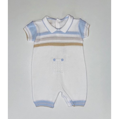 Baby Boys White & Beige Knit All In One